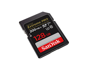 SanDisk SDXC Extreme Pro 128 Go - Carte mémoire professionnelle pour les photos haute résolution et les vidéos 4K. Disponible au Cinesouk, Marrakech.