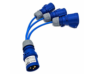 CEE 3-pole 1x 16A male to 3x female splitter 230V:240V